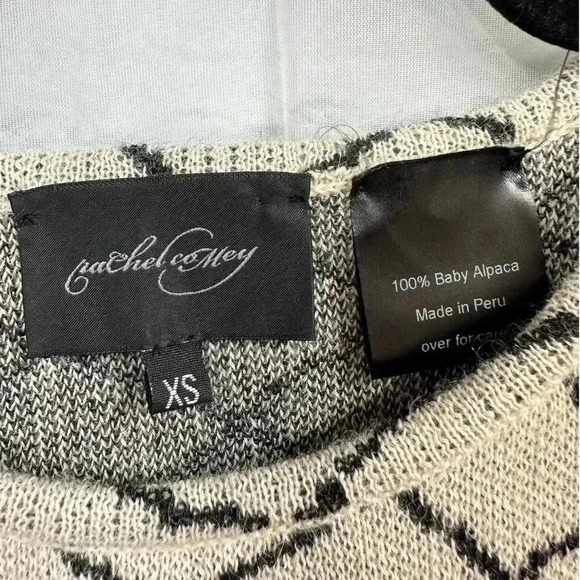 Rachel Comey Baby Alpaca Striped Black & White Boxy Long Sleeve Knit Sweater XS - Picture 3 of 6